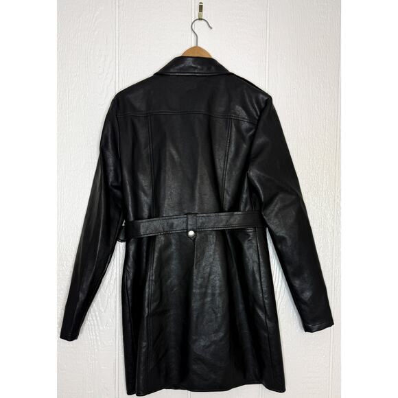 NBD REVOLVE 'Allegra' Black Faux Leather Long Sleeve Mini Dress US LARGE - Picture 7 of 10